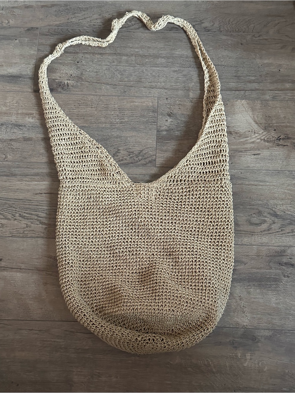 Crochet Shoulder Bag in Natural Beige